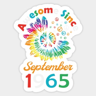 Funny Birthday Quote, Awesome Since September 1965, Retro Birthday Sticker